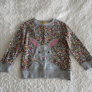 Mini Boden girls size 6-7 bright floral print with bunny face sweatshirt spring